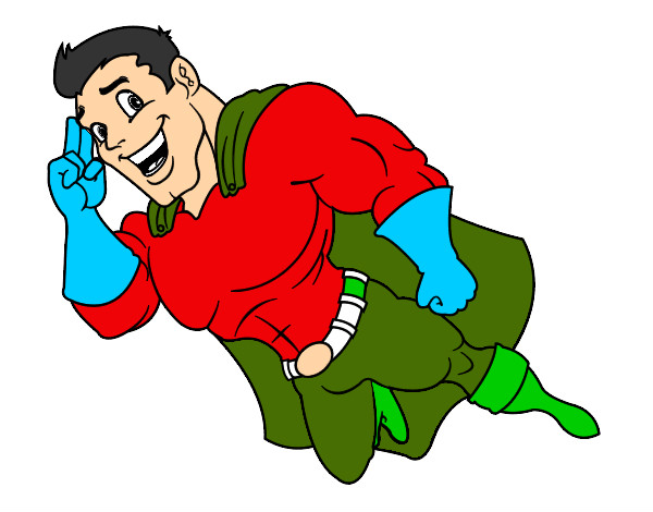 Dibujo Superhéroe volando pintado por emir