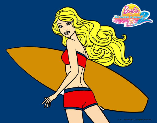 Dibujo Barbie surfera pintado por johana12