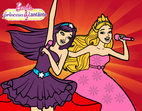 Barbie y la princesa cantando