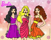 Dibujo Barbie y sus amigas vestidas de fiesta pintado por johana12