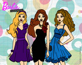 Dibujo Barbie y sus amigas vestidas de fiesta pintado por SuperSweet