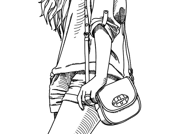 Dibujo Chica con bolso pintado por Marianaaaa