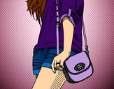 Dibujo Chica con bolso pintado por SuperSweet