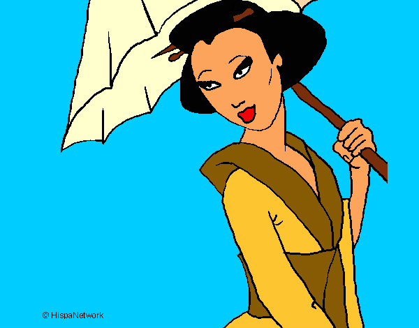 Dibujo Geisha con paraguas pintado por Josito21