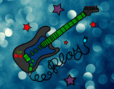 Dibujo Guitarra y estrellas pintado por chivica