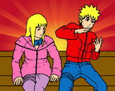 Dibujo Hinata y Naruto pintado por werni