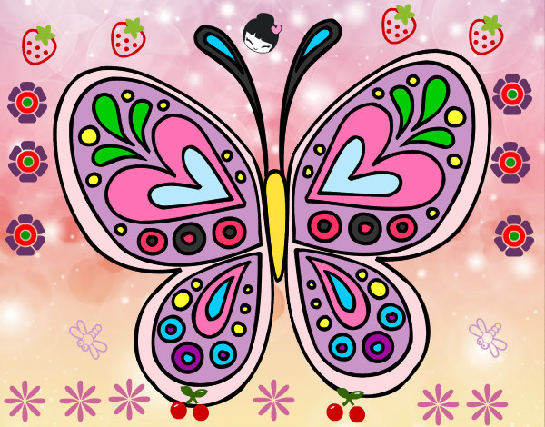 Dibujo Mandala mariposa pintado por aria1D