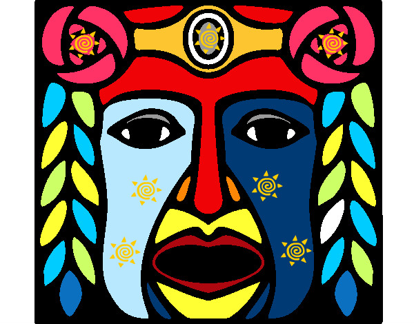 Dibujo Máscara Maya pintado por gusanito13