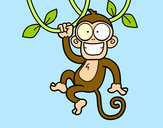 Dibujo Mono colgado pintado por Miicaela 