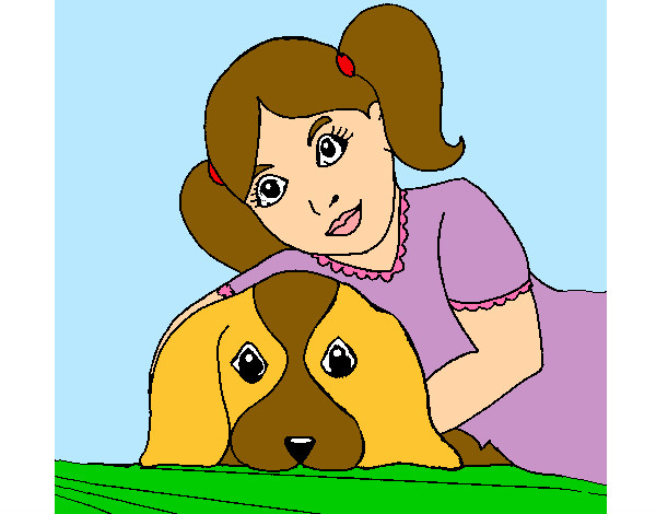 Dibujo Niña abrazando a su perro pintado por alexbtr