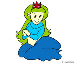 Dibujo Princesa sentada pintado por tinta