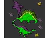 Dibujo Tres clases de dinosaurios pintado por gadiel13