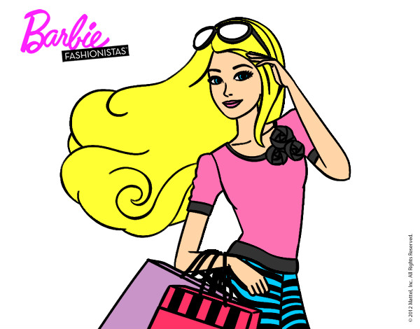 Dibujo Barbie con bolsas pintado por natimar