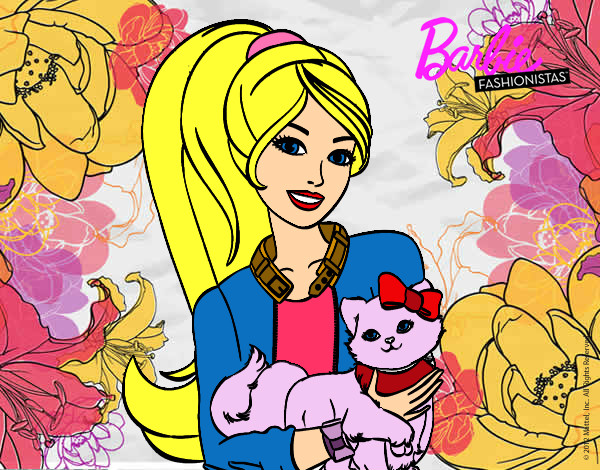 Dibujo Barbie con su linda gatita pintado por DiamondIre