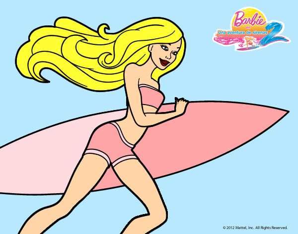 Dibujo Barbie corre al agua pintado por  prinsesas