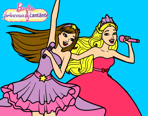 Barbie y la princesa cantando