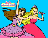 Dibujo Barbie y la princesa cantando pintado por Queeny