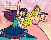 Dibujo Barbie y la princesa cantando pintado por tinilet12