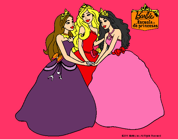 Dibujo Barbie y sus amigas princesas pintado por clara33