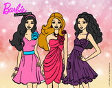 Dibujo Barbie y sus amigas vestidas de fiesta pintado por anyio16