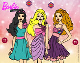 Dibujo Barbie y sus amigas vestidas de fiesta pintado por tinilet12