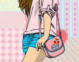 Dibujo Chica con bolso pintado por MannySel