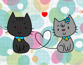 Dibujo Gatos enamorados pintado por anieves