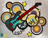 Dibujo Guitarra y estrellas pintado por gadiel13