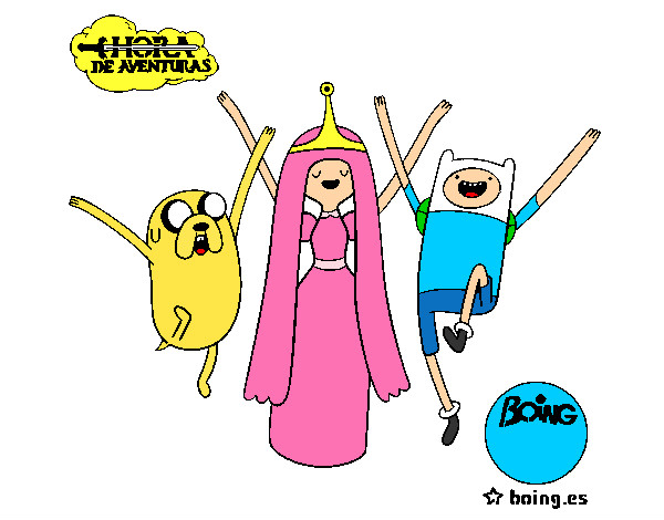 Dibujo Jake, Princesa Chicle y Finn pintado por ipbatanero