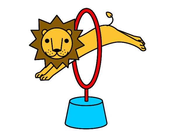 Dibujo León saltando pintado por vege