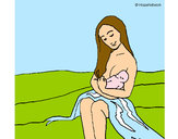 Dibujo Madre con su bebe pintado por Mostacho