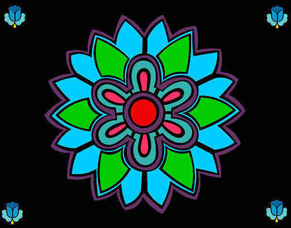 Dibujo Mándala con forma de flor weiss pintado por chivica