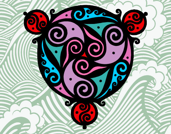 Dibujo Mandala con tres puntas pintado por aria1D