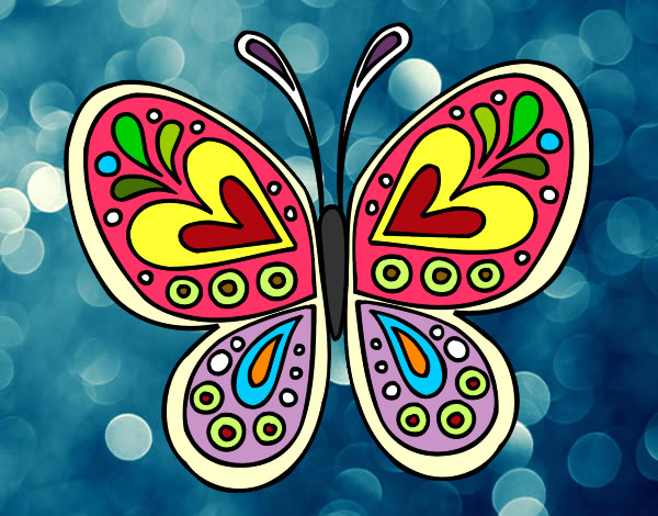 Dibujo Mandala mariposa pintado por marypehuen