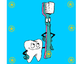 Dibujo Muela y cepillo de dientes pintado por anyio16