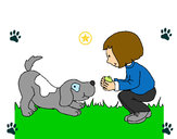 Dibujo Niña y perro jugando pintado por Dotth