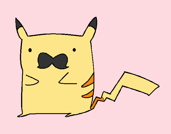 Dibujo Pikachu con bigote pintado por charito