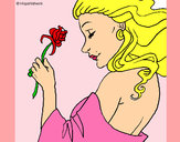 Dibujo Princesa con una rosa pintado por  prinsesas
