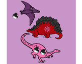 Dibujo Tres clases de dinosaurios pintado por agata7