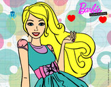 Dibujo Barbie con su vestido con lazo pintado por tinilet12