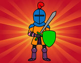 Dibujo Caballero con espada y escudo pintado por Jazu