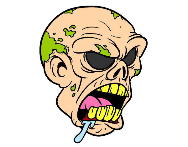Dibujo Cabeza de zombi pintado por Bushiko