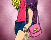 Dibujo Chica con bolso pintado por camila603