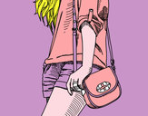 Dibujo Chica con bolso pintado por wladerlis