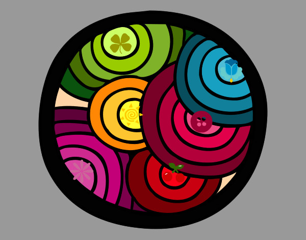 Dibujo Mandala circular pintado por elisanches