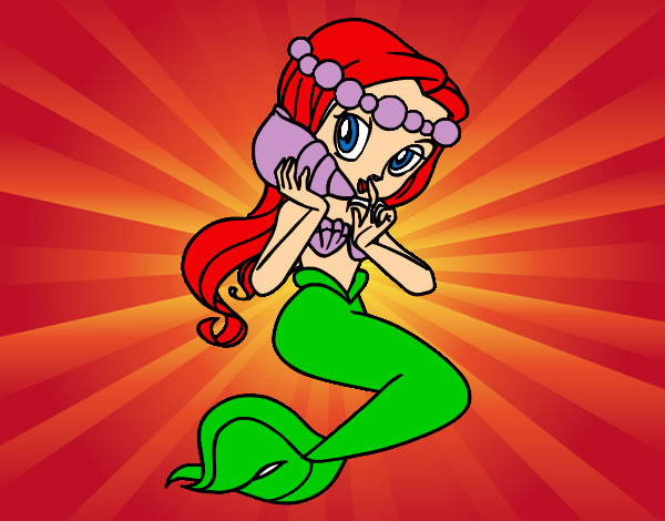 Dibujo Sirena con una caracola pintado por kampanita
