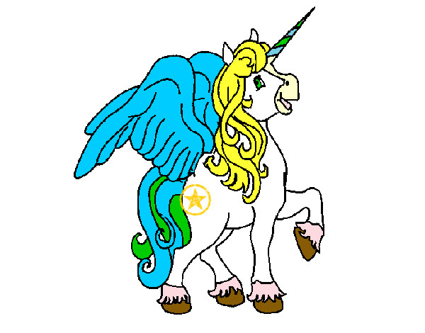 Dibujo Unicornio con alas pintado por panninny
