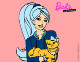 Dibujo Barbie con su linda gatita pintado por amalia