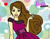 Dibujo Barbie con su vestido con lazo pintado por Mariana26