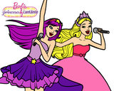 Dibujo Barbie y la princesa cantando pintado por danynaty